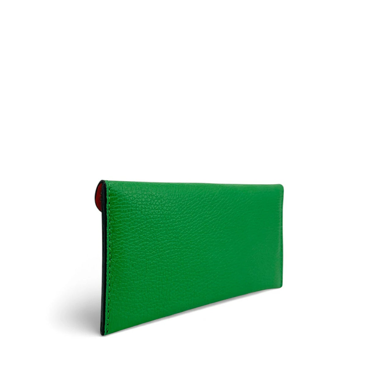Umschlag-Clutch aus genarbtem Leder CLOE Englischgrün