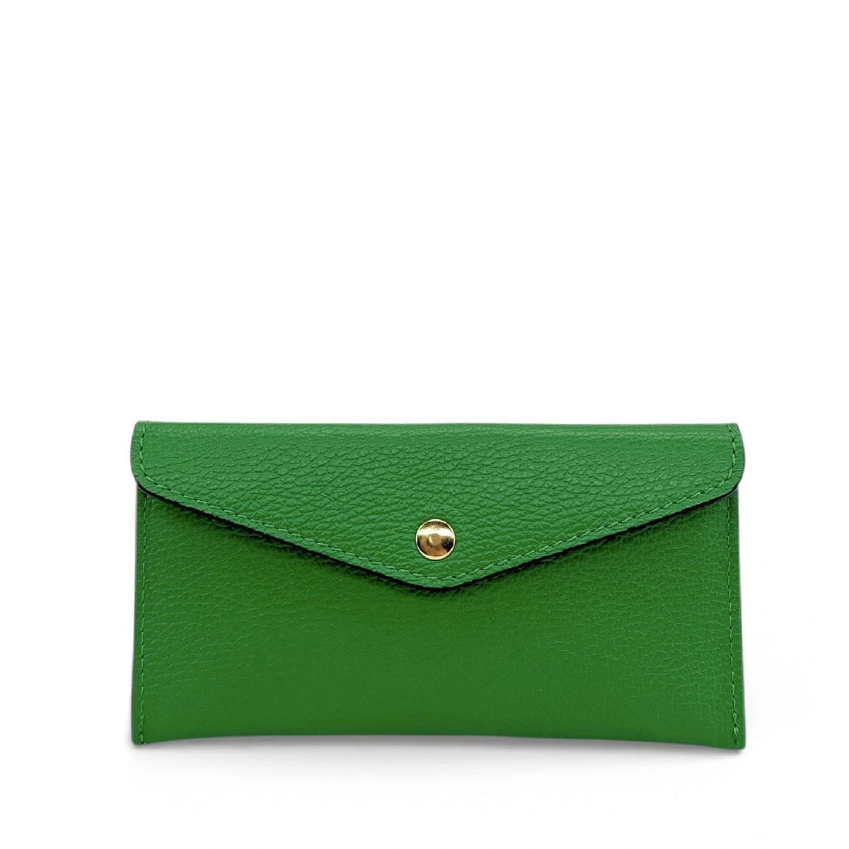 Umschlag-Clutch aus genarbtem Leder CLOE Englischgrün
