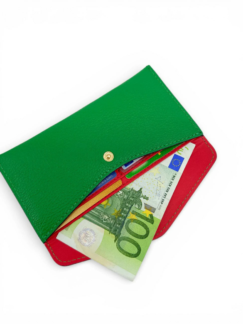 Umschlag-Clutch aus genarbtem Leder CLOE Englischgrün