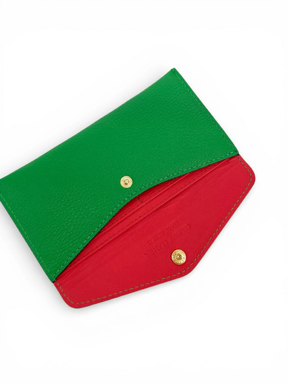Umschlag-Clutch aus genarbtem Leder CLOE Englischgrün