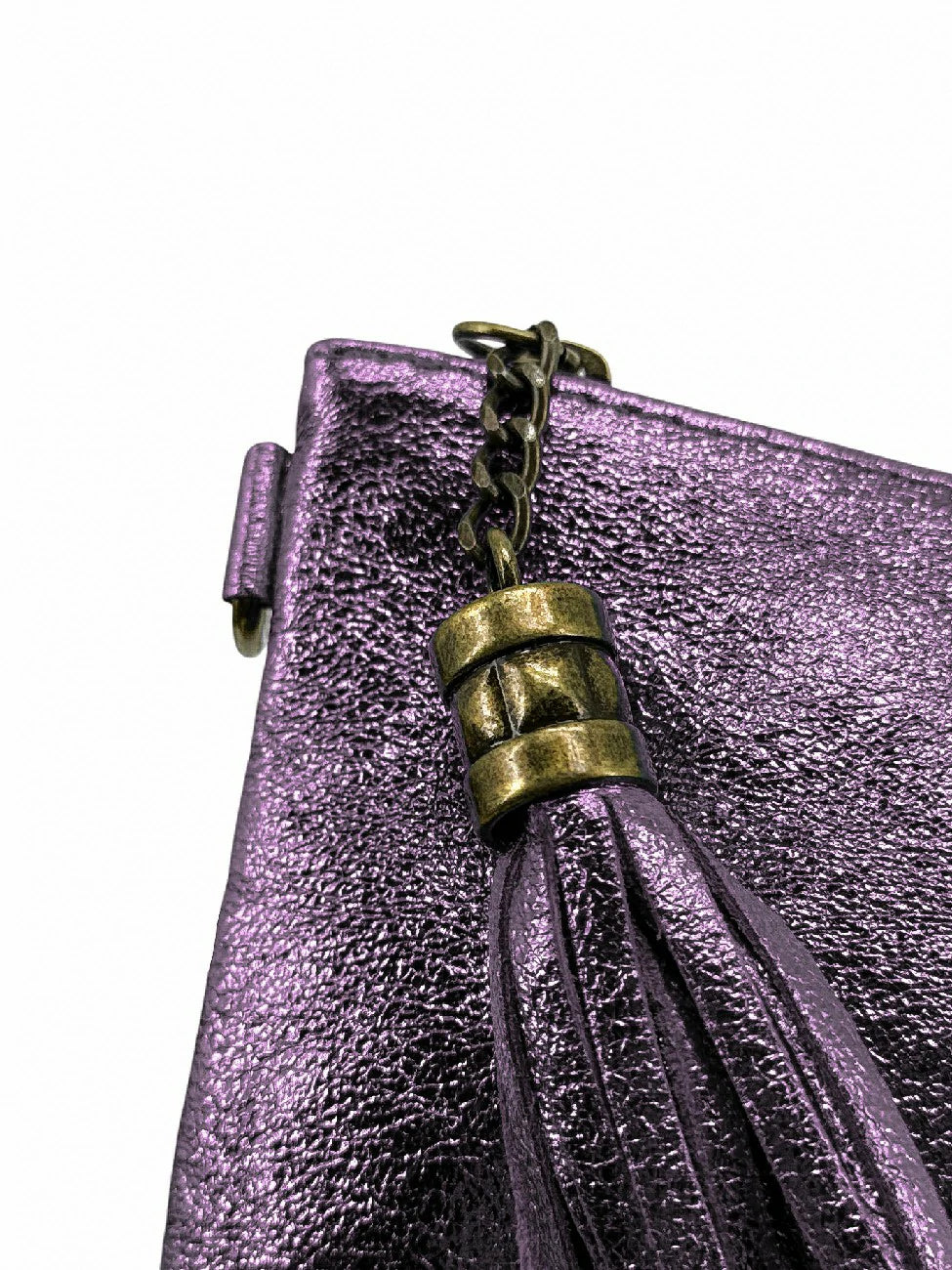MORGANE iridescent leather clutch bag Amethyst