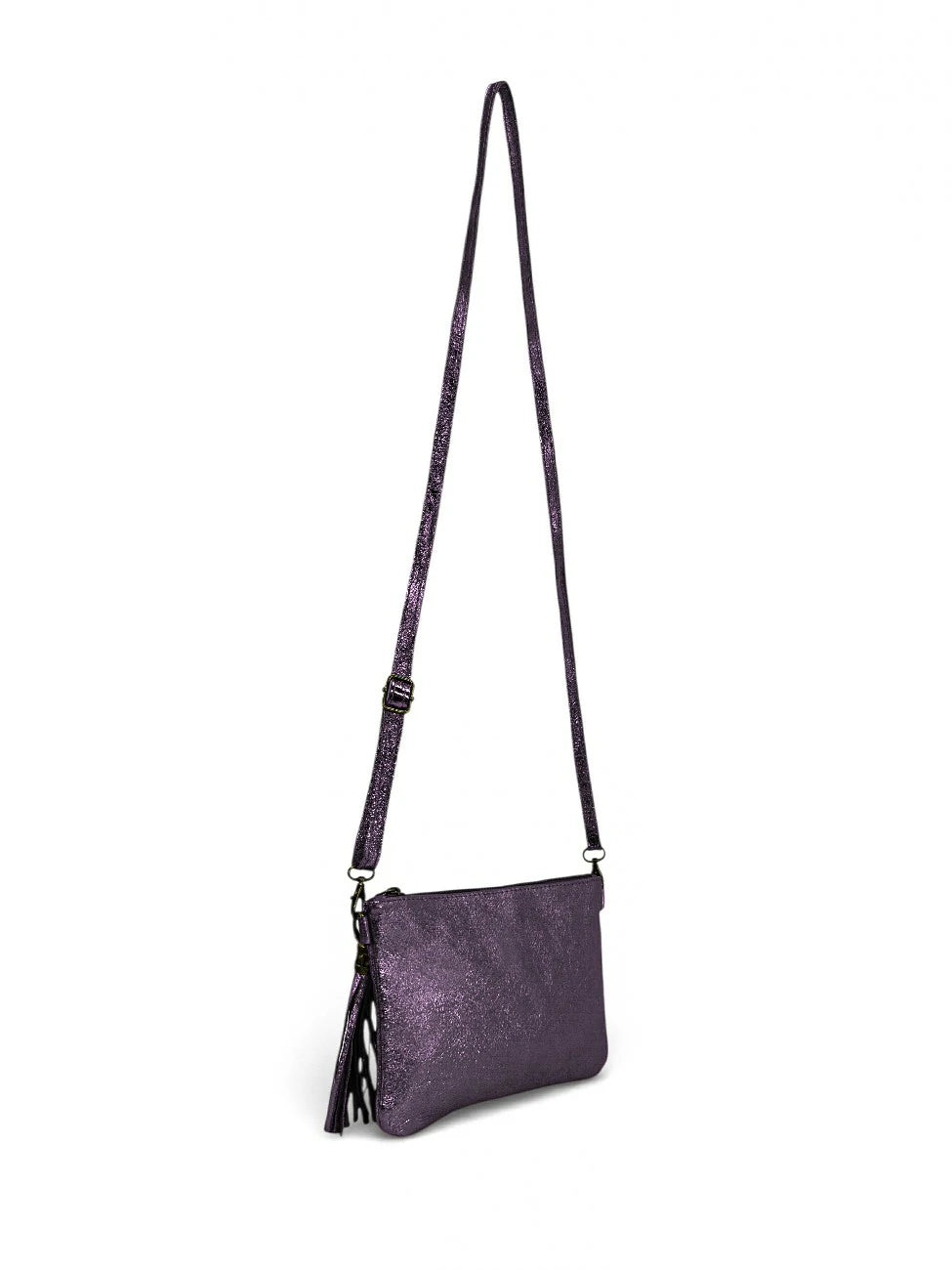 MORGANE iridescent leather clutch bag Amethyst