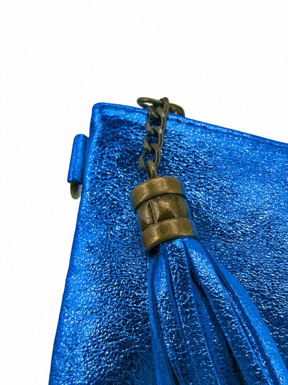 MORGANE iridescent leather clutch bag Iridescent Royal Blue