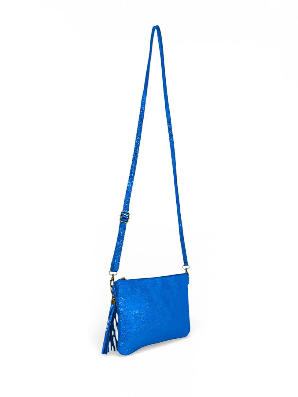 MORGANE iridescent leather clutch bag Iridescent Royal Blue