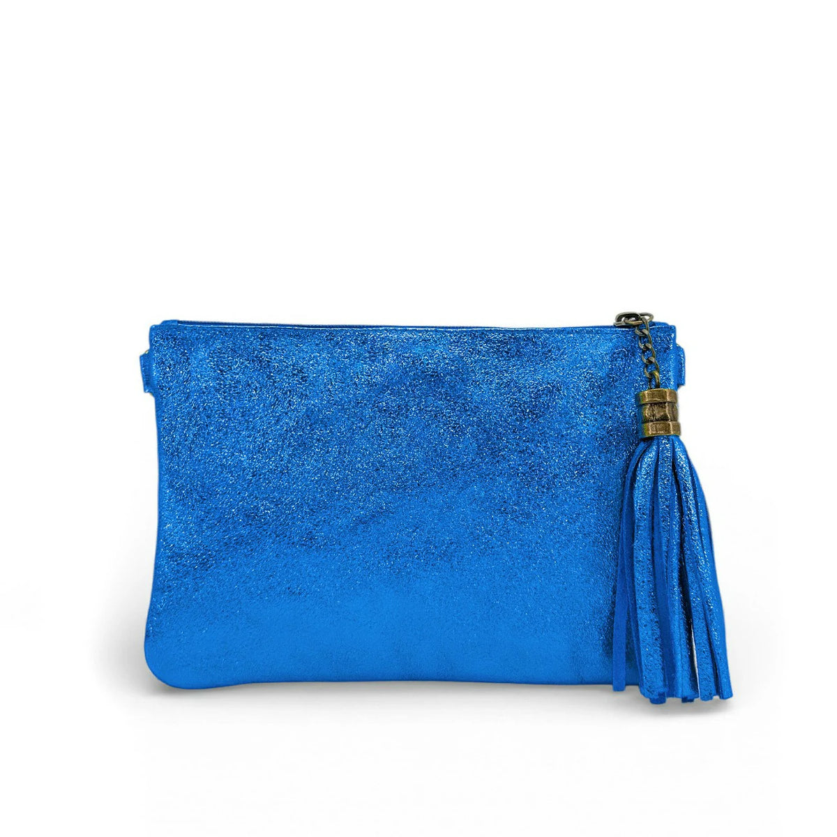 MORGANE iridescent leather clutch bag Iridescent Royal Blue