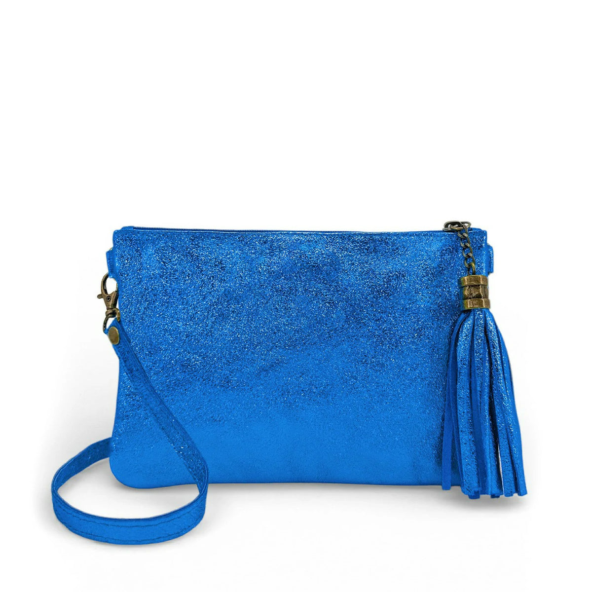 MORGANE iridescent leather clutch bag Iridescent Royal Blue