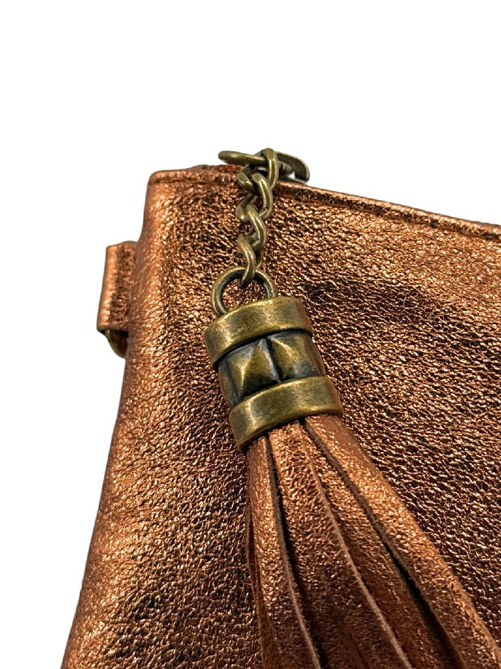 Clutch-Tasche aus schillerndem Leder MORGANE Bronze