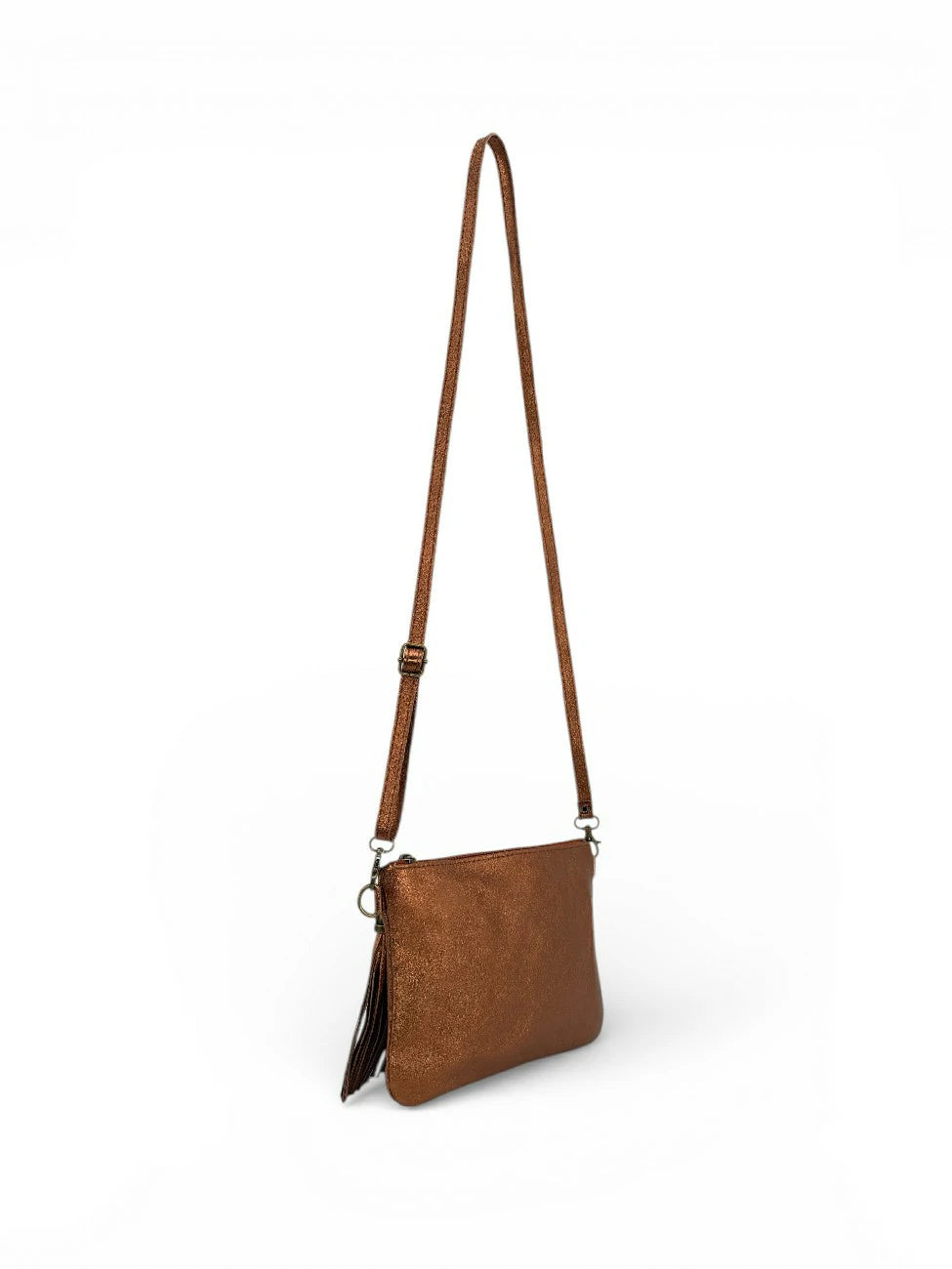 Clutch-Tasche aus schillerndem Leder MORGANE Bronze