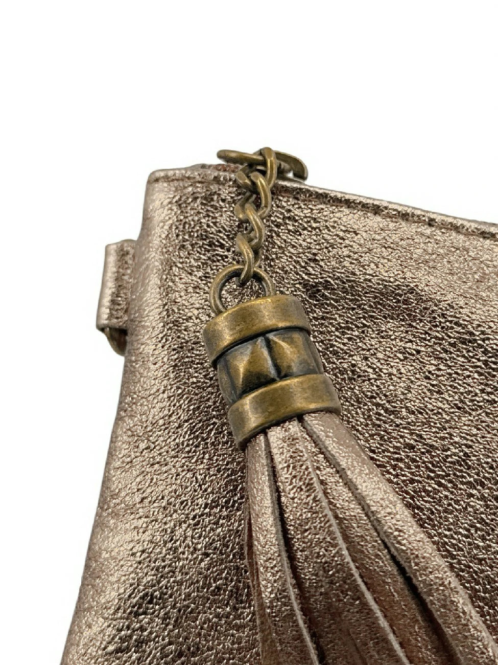 Clutch aus schillerndem Leder MORGANE Irisierendes Champagner