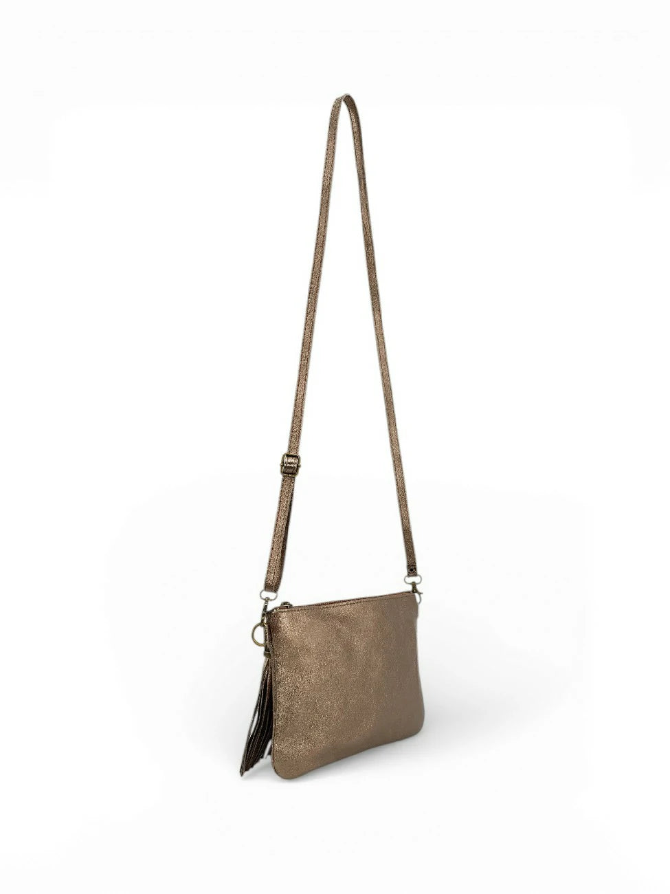 Clutch aus schillerndem Leder MORGANE Irisierendes Champagner