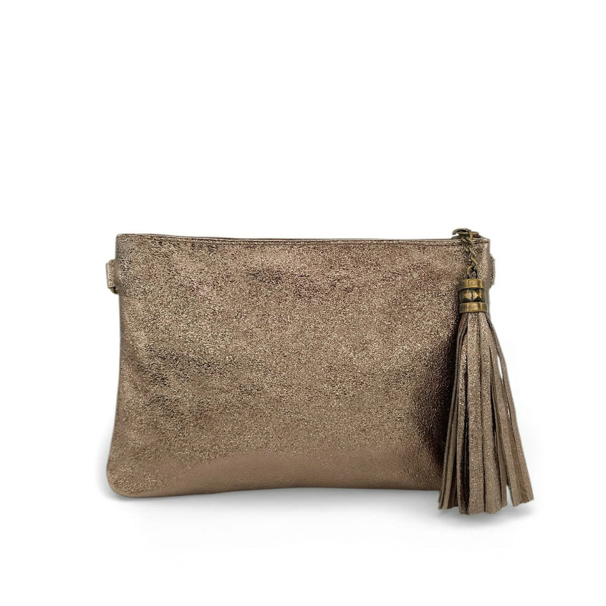 Clutch aus schillerndem Leder MORGANE Irisierendes Champagner