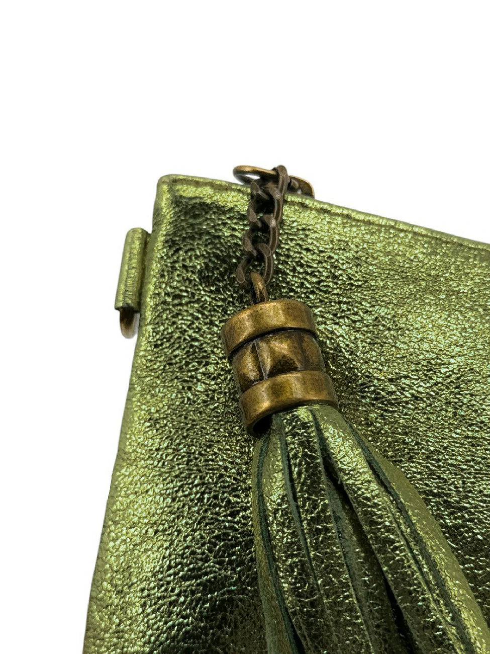 Clutch de piel tornasolada MORGANE Caqui tornasolado