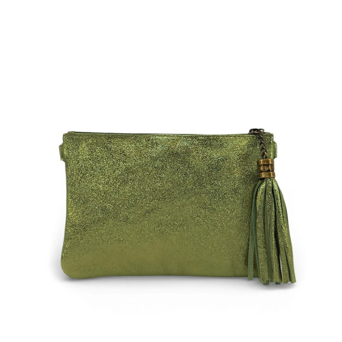 Clutch de piel tornasolada MORGANE Caqui tornasolado