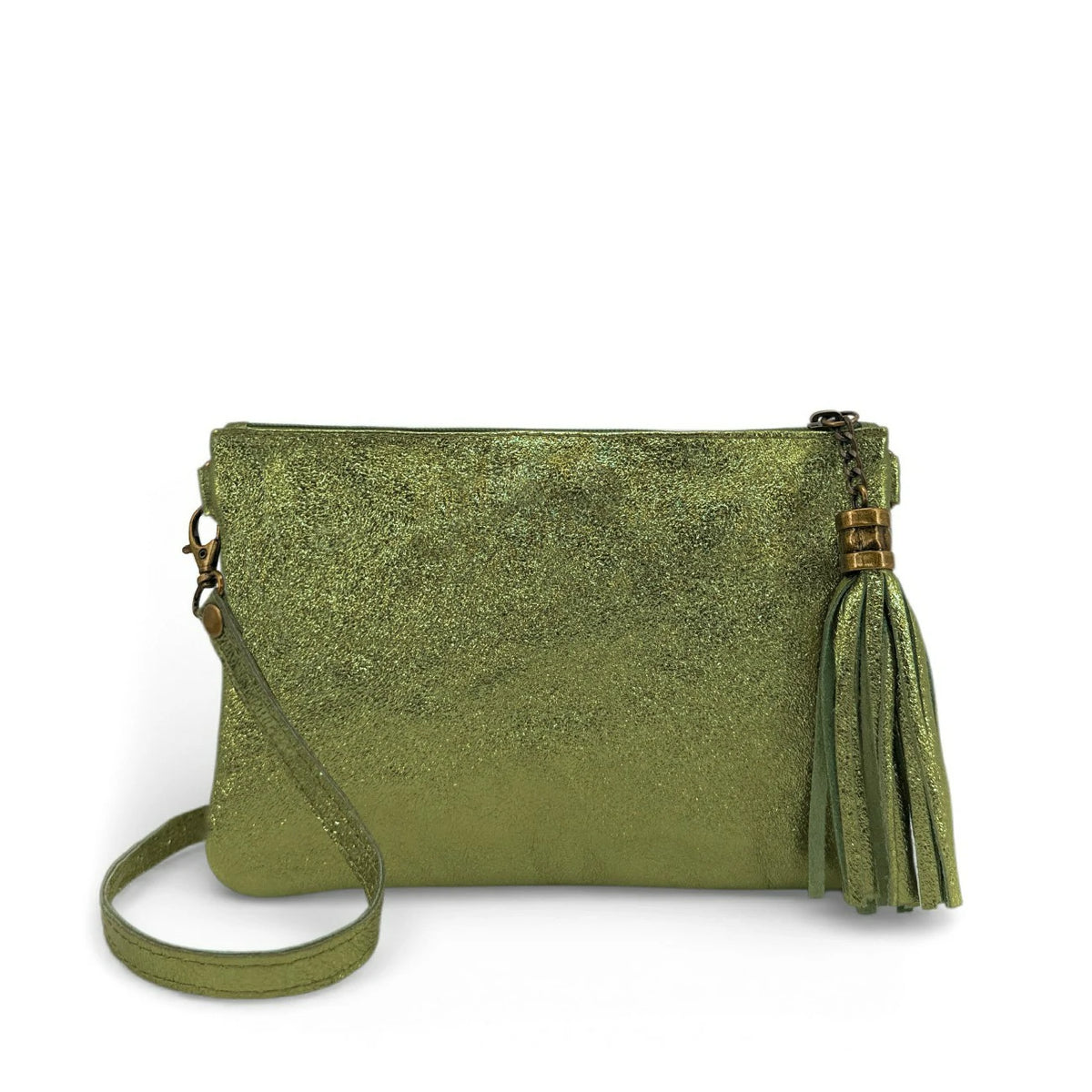 Clutch de piel tornasolada MORGANE Caqui tornasolado