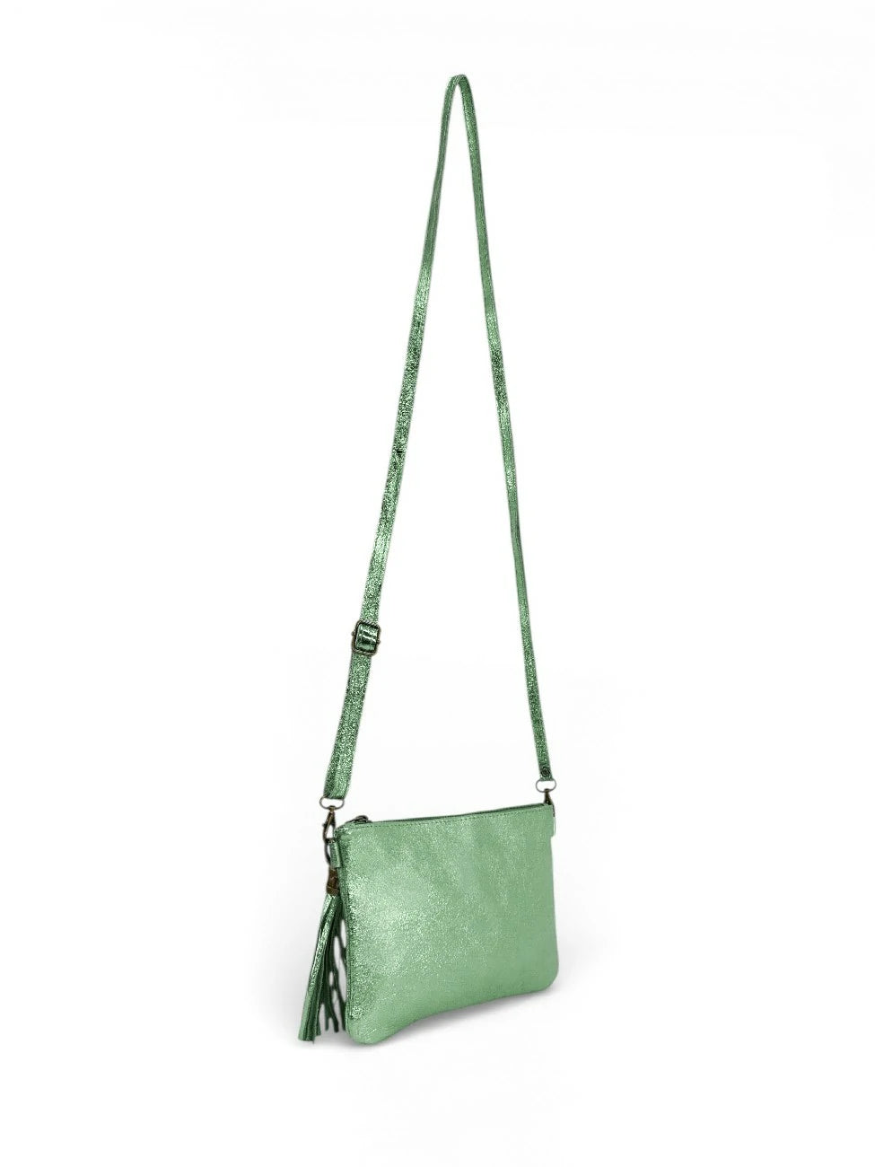 Clutch aus schillerndem Leder MORGANE Frostminze