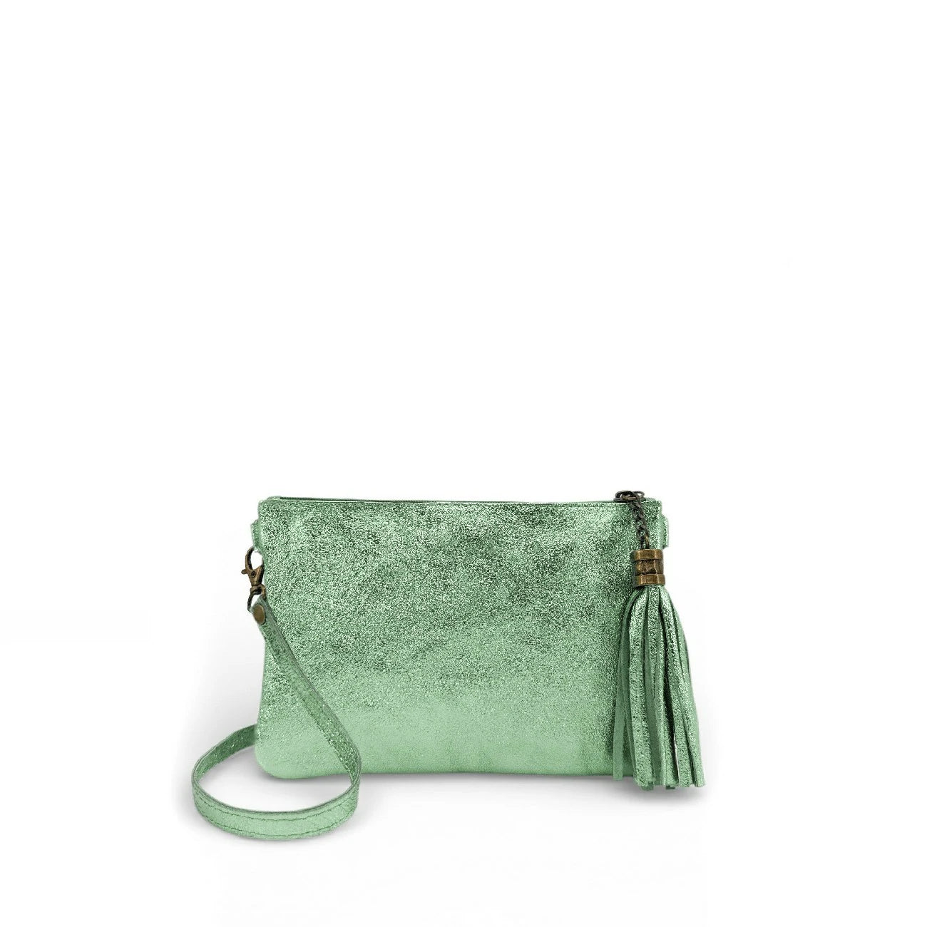 Sac pochette en cuir irisé MORGANE Menthe givrée