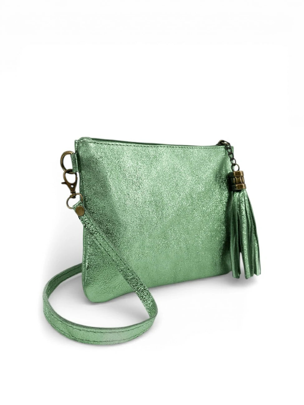 Sac pochette en cuir irisé MORGANE Menthe givrée