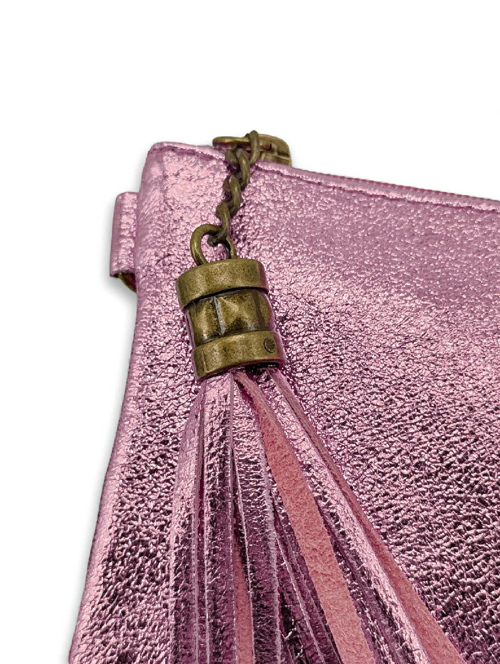 Clutch de piel tornasolada MORGANE Rosa pálido tornasolado