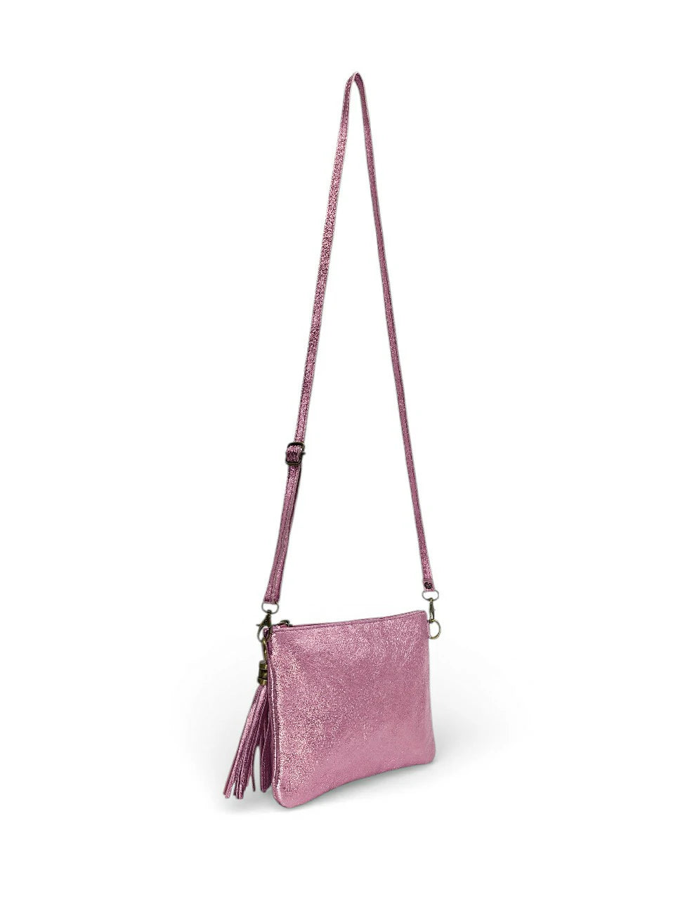 Clutch de piel tornasolada MORGANE Rosa pálido tornasolado
