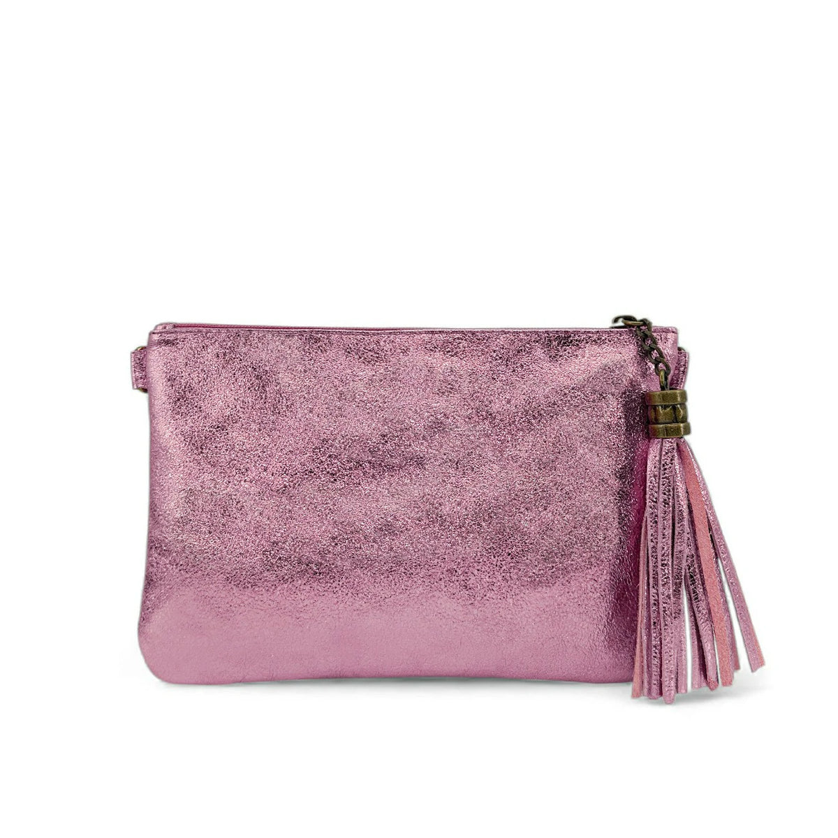 Clutch de piel tornasolada MORGANE Rosa pálido tornasolado