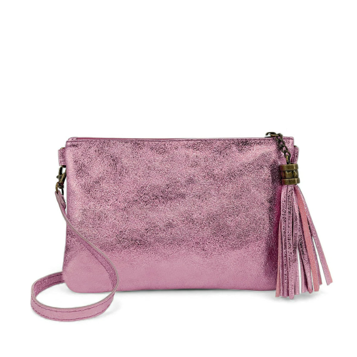 Clutch de piel tornasolada MORGANE Rosa pálido tornasolado