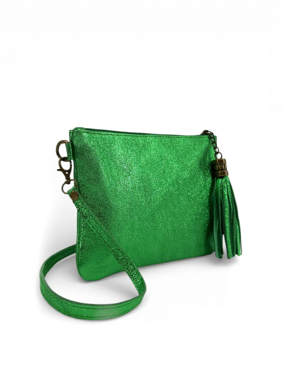 Sac pochette en cuir irisé MORGANE Vert anglais irisé