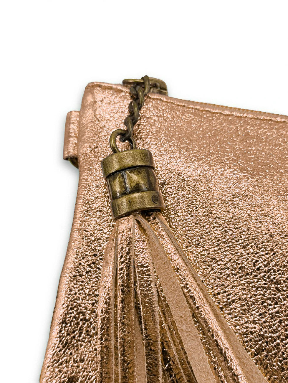 MORGANE iridescent leather clutch bag Rose Gold