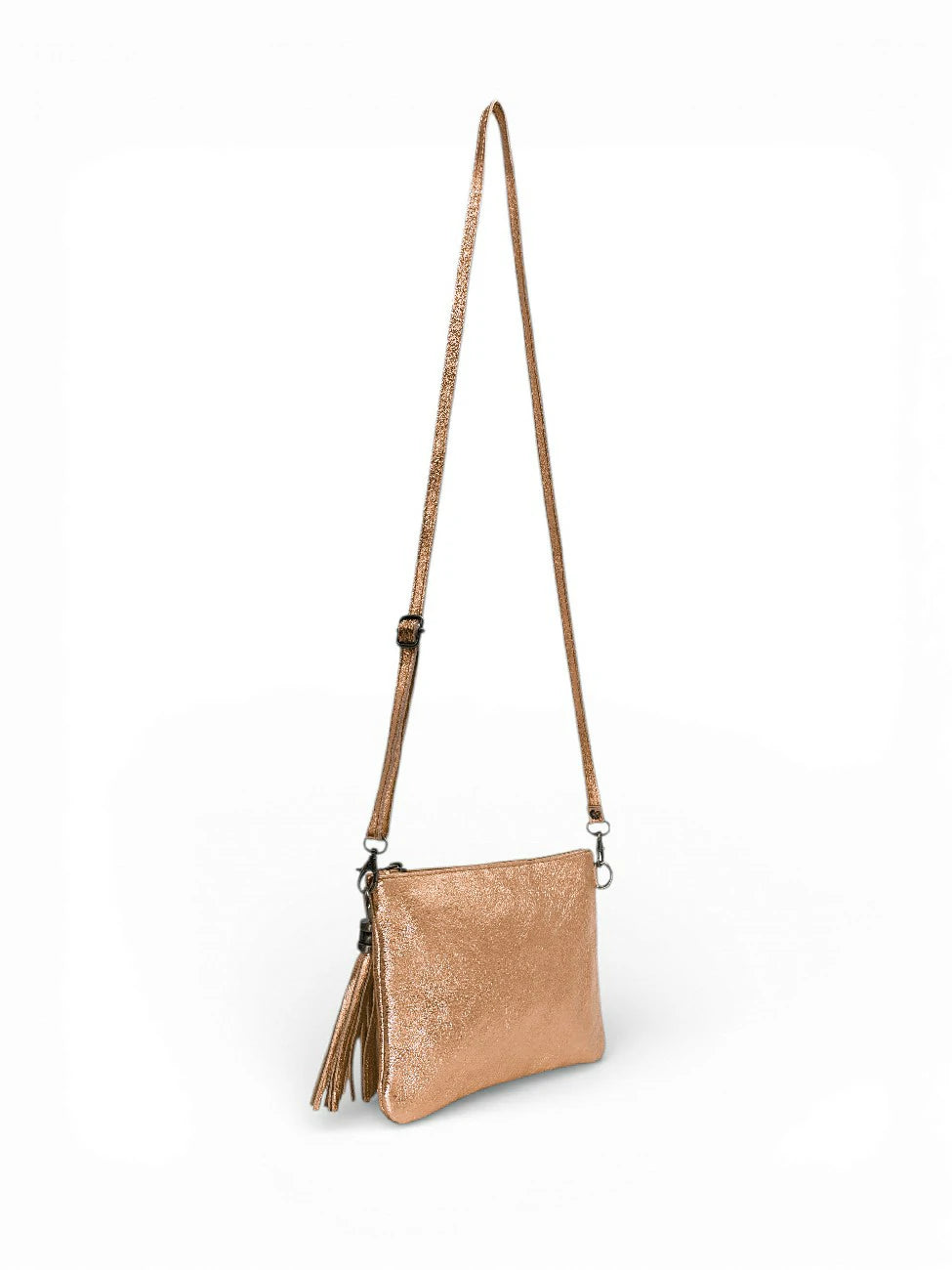 MORGANE iridescent leather clutch bag Rose Gold