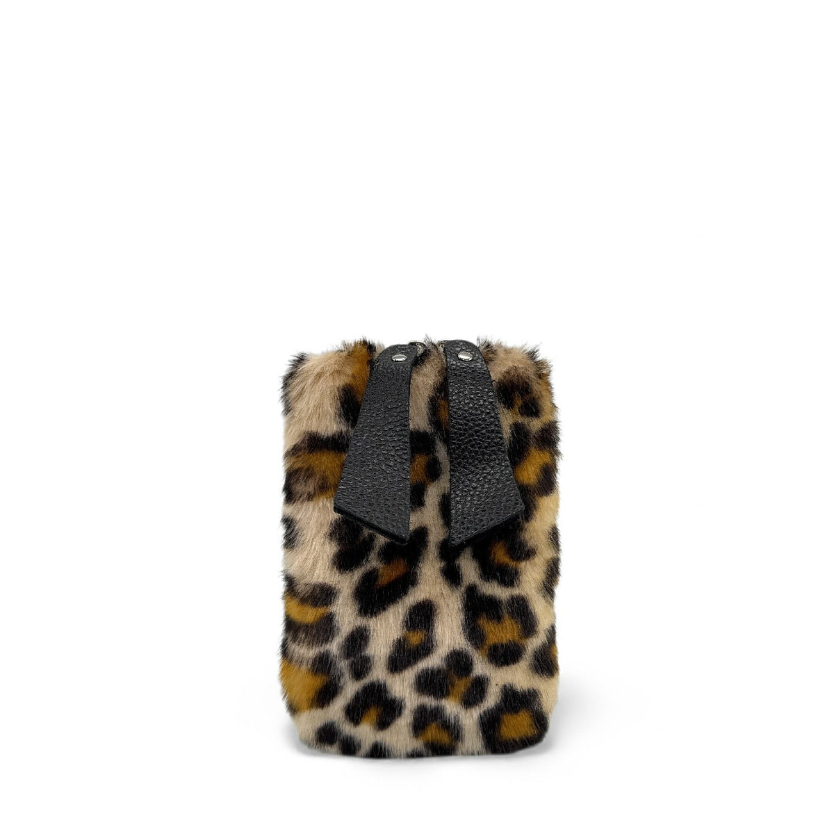 Pochette porta telefono in pelle e pelo sintetico TABBY POCKET Leopardo crema
