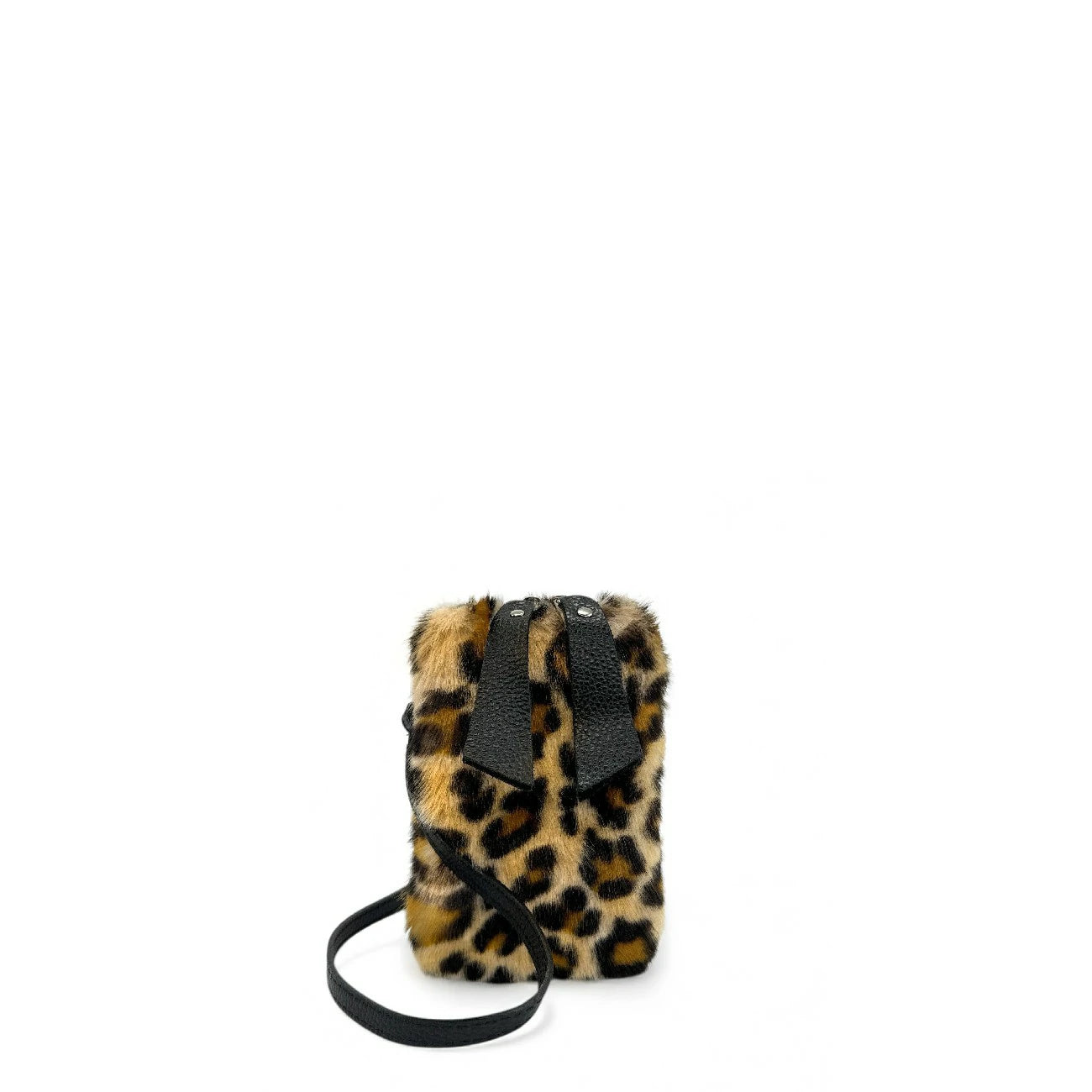 Sac pochette téléphone en cuir et poils synthétiques TABBY POCKET Léopard