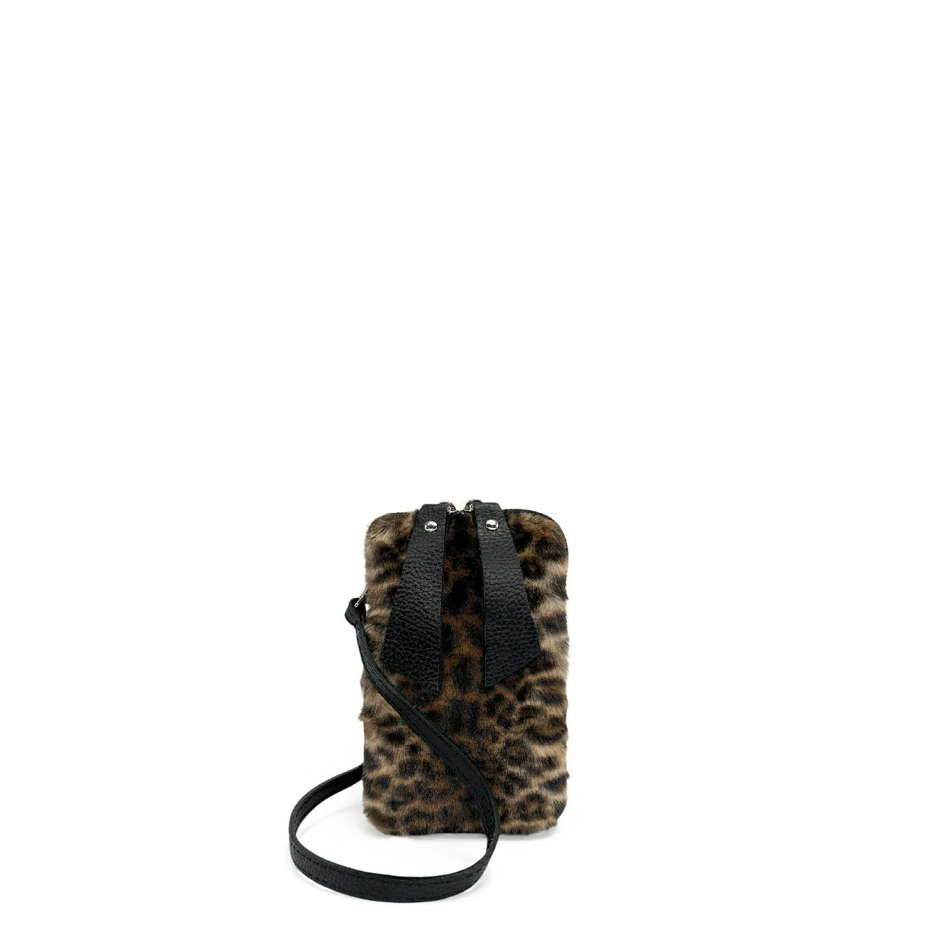 Sac pochette téléphone en cuir et poils synthétiques TABBY POCKET Ocelot