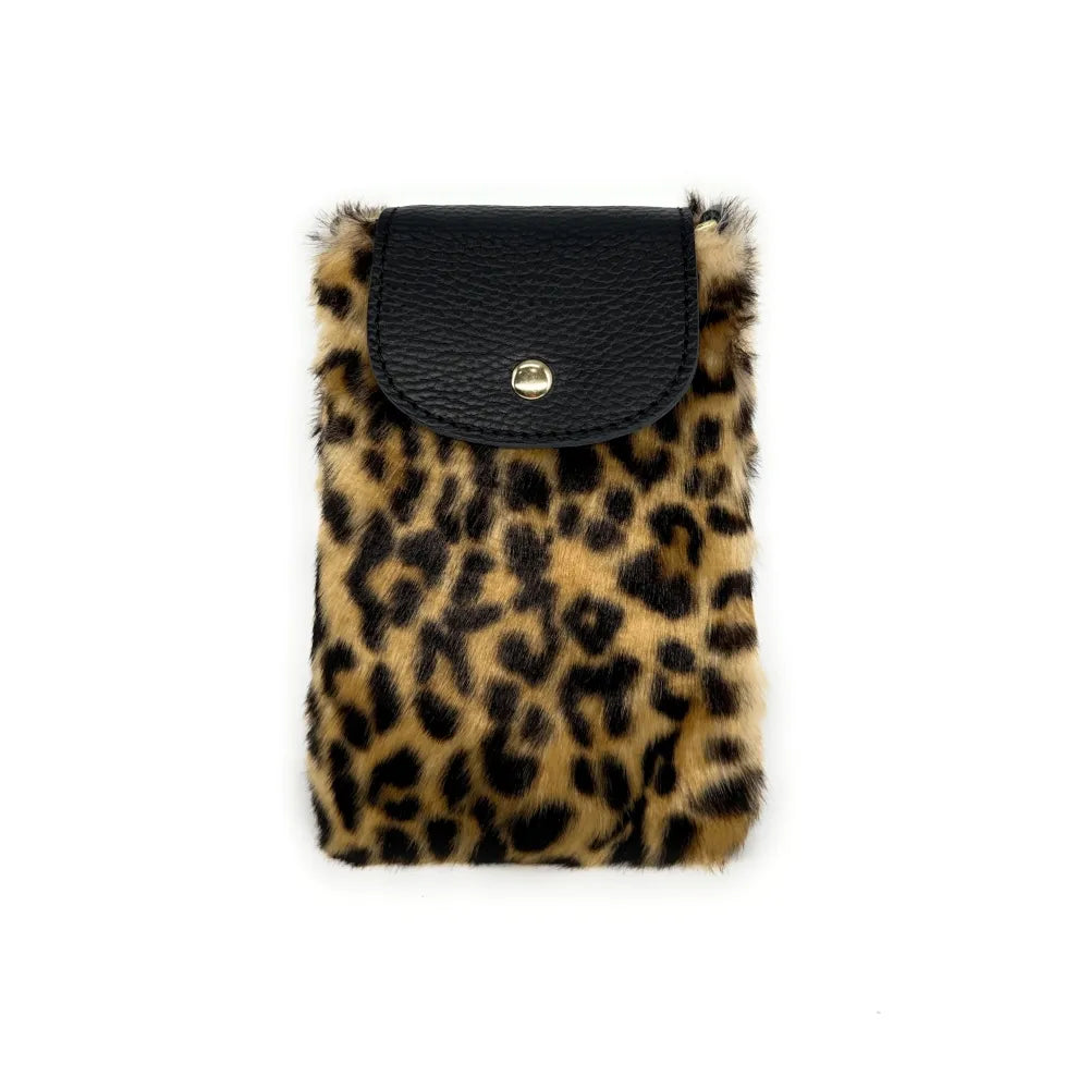 Pochette téléphone en cuir et fausse fourrure NAKIA Léopard