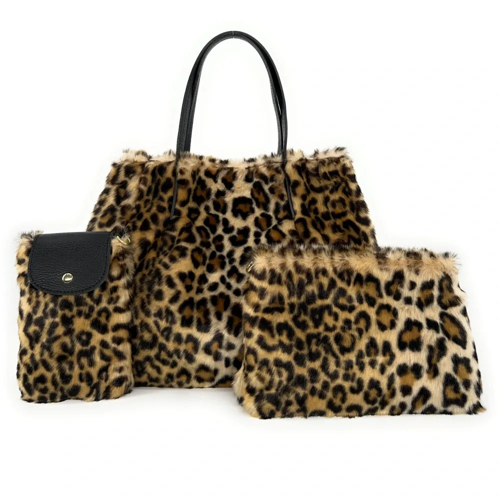 Pochette téléphone en cuir et fausse fourrure NAKIA Léopard