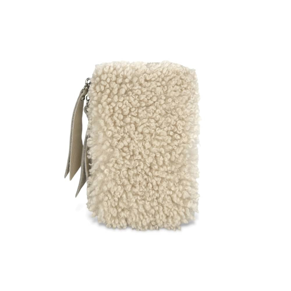 Pochette téléphone en peluche TEDDY Beige crème