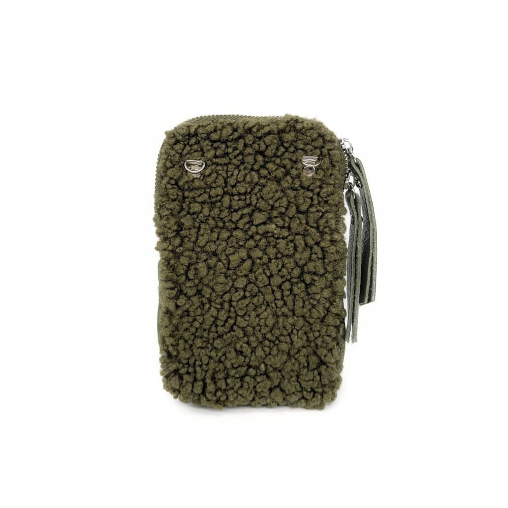 Pochette téléphone en peluche TEDDY Kaki