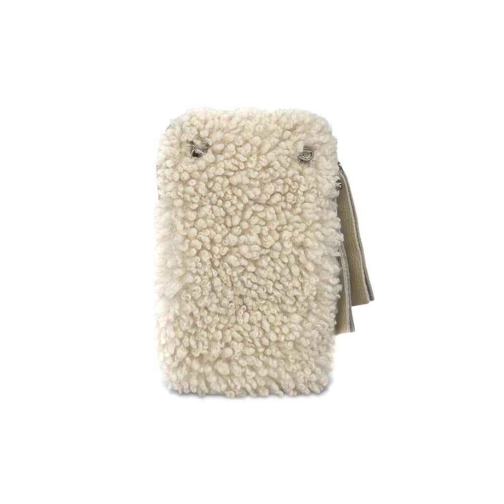 Pochette téléphone en peluche TEDDY Beige crème