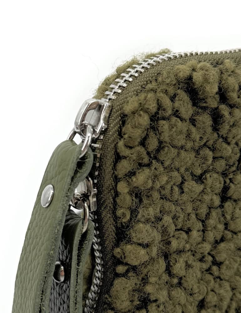 Pochette téléphone en peluche TEDDY Kaki