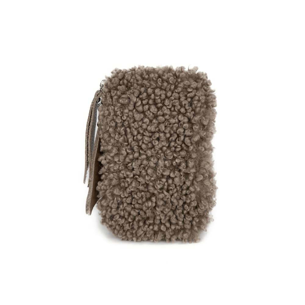 Pochette téléphone en peluche TEDDY Taupe foncé