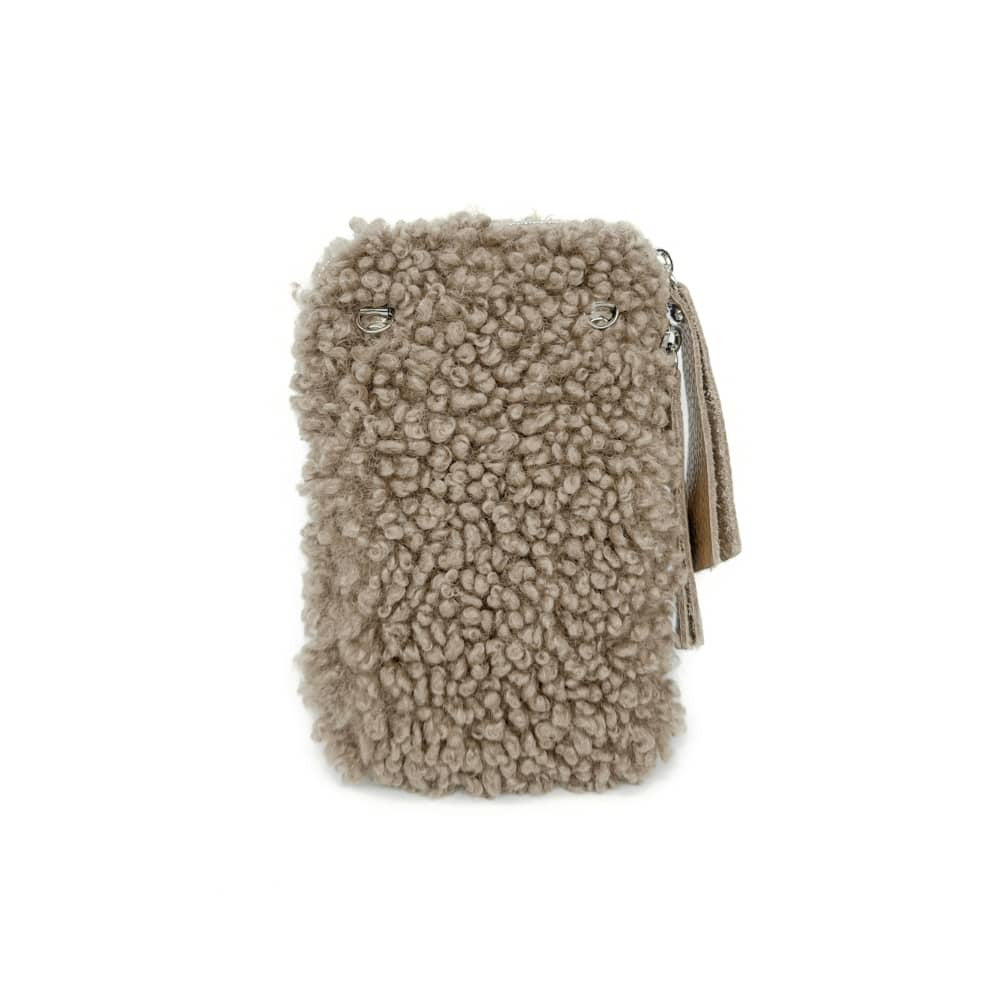 Pochette téléphone en peluche TEDDY Taupe