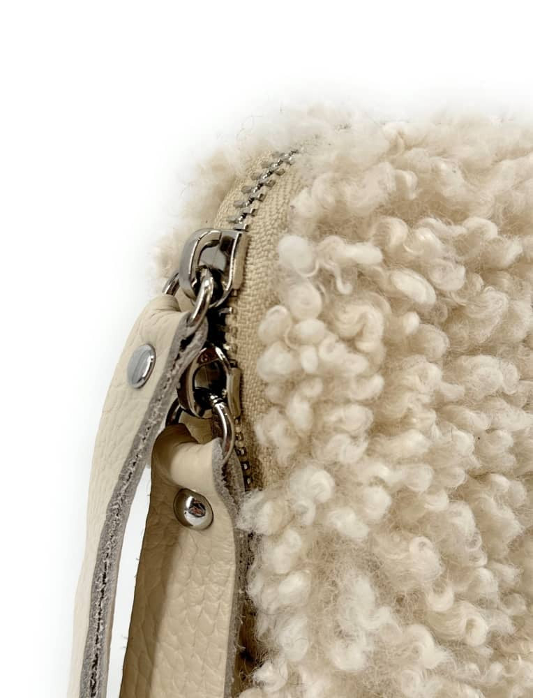 Pochette téléphone en peluche TEDDY Beige crème