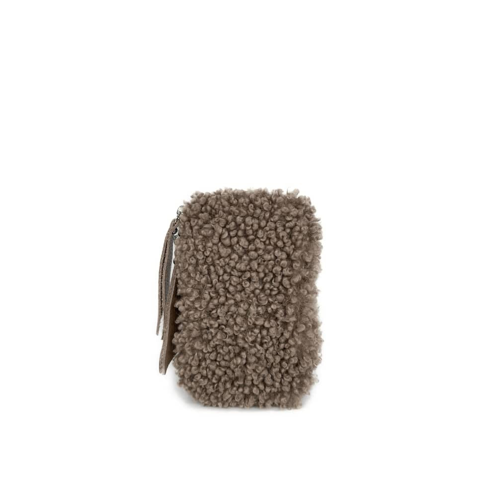 Pochette téléphone en peluche TEDDY Taupe foncé
