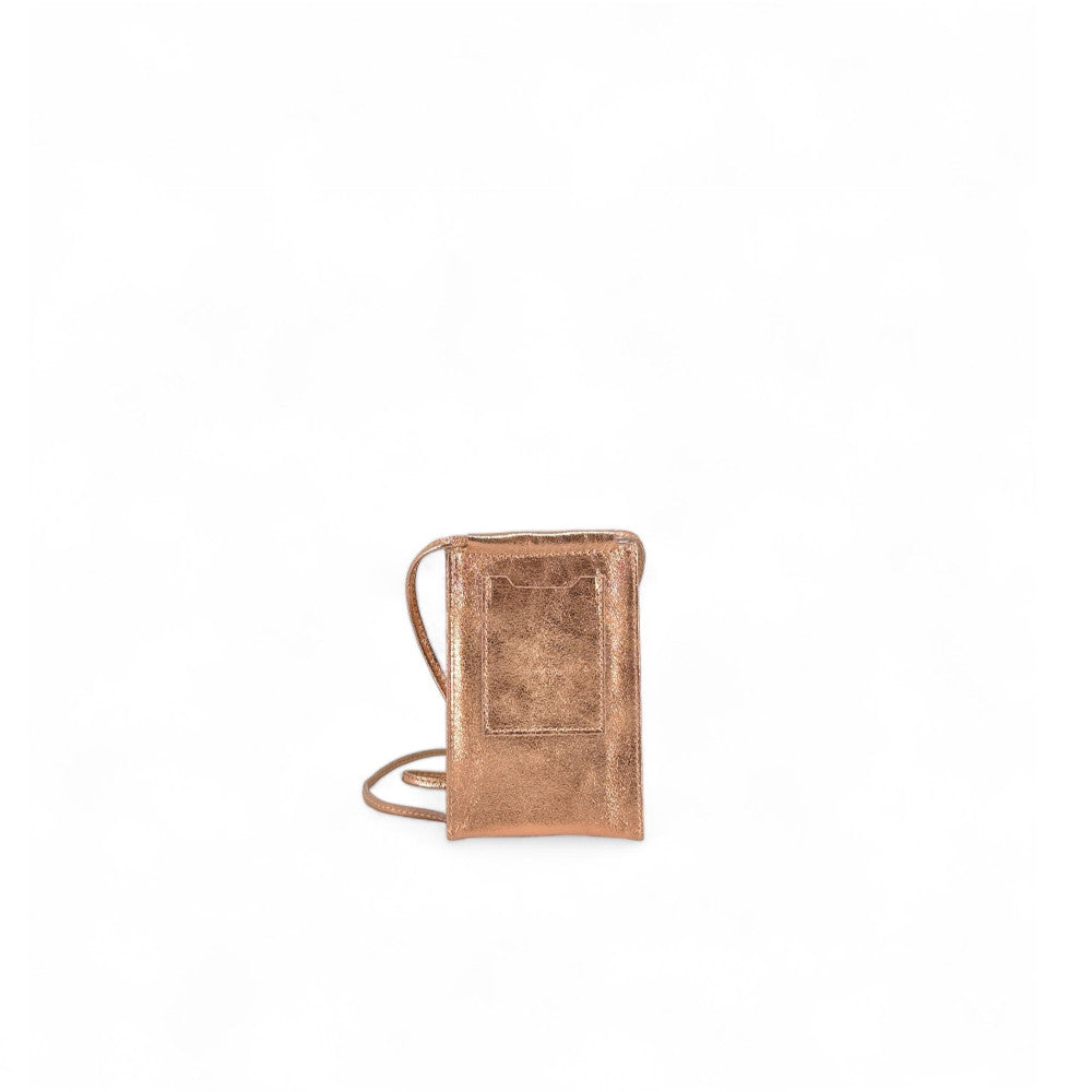 Pochette téléphone en cuir irisé EASY Rose gold