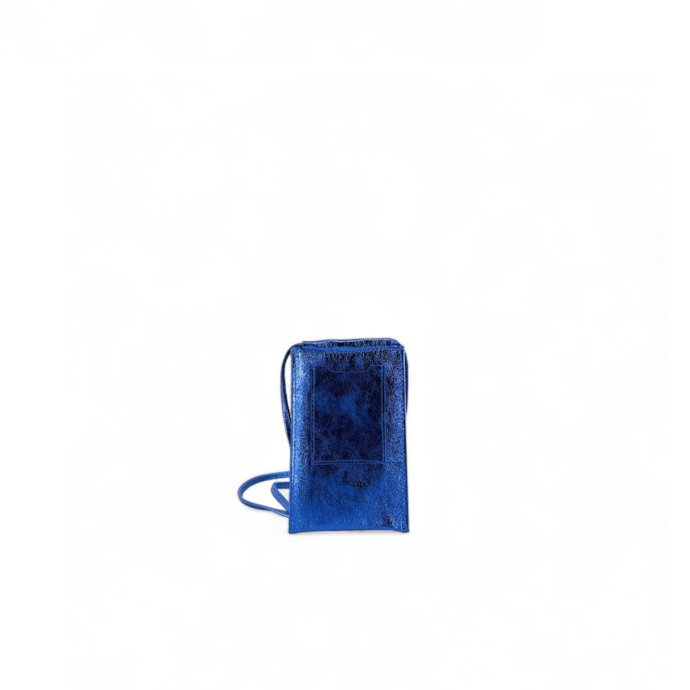 Pochette téléphone en cuir irisé EASY Bleu roi irisé