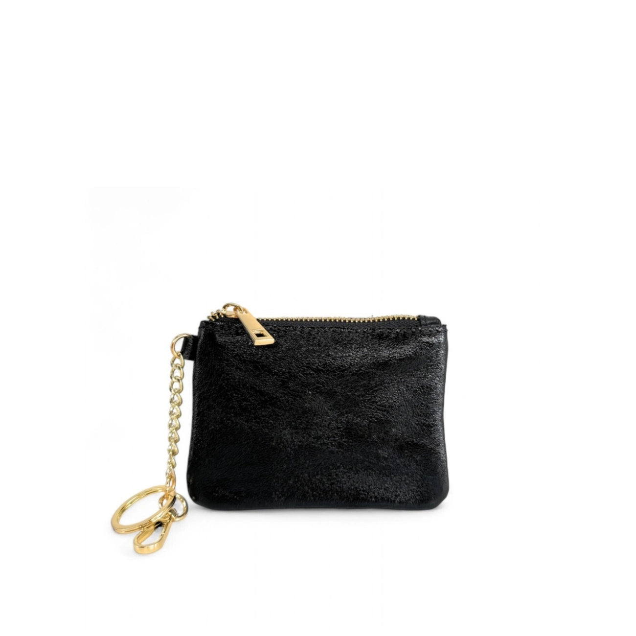 Porte-monnaie porte-clés en cuir irisé POCKET GLOW Noir