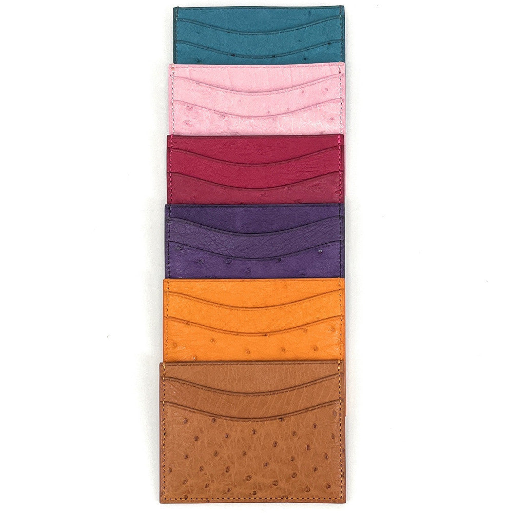 Porte-cartes cuir d'autruche édition Haute-couture Framboise Framboise
