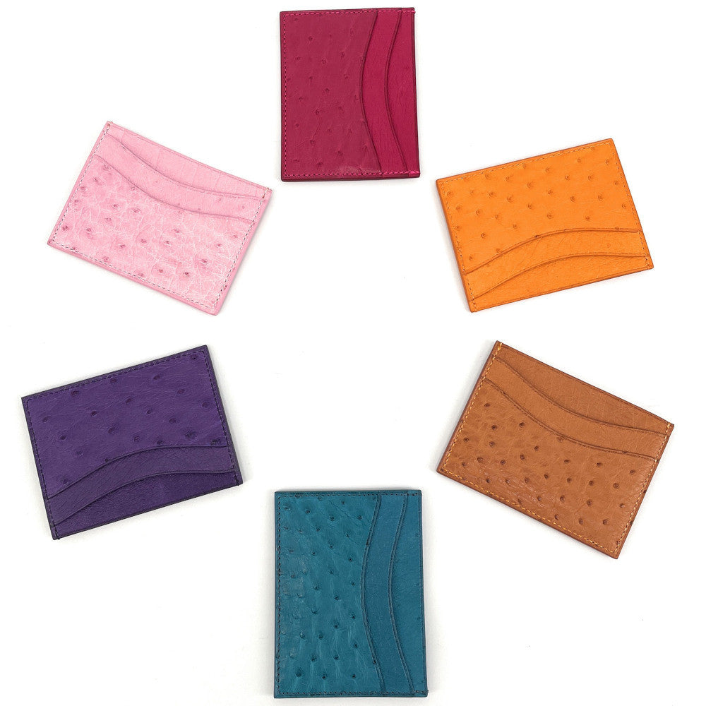Porte-cartes cuir d'autruche édition Haute-couture Framboise Framboise