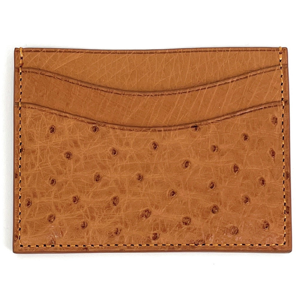 Porte-cartes cuir d'autruche édition Haute-couture Camel Camel