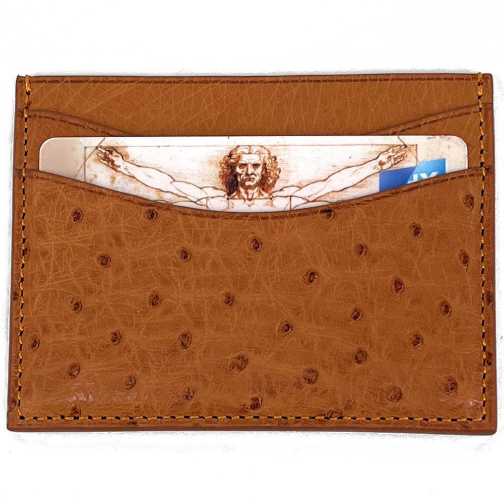 Porte-cartes cuir d'autruche édition Haute-couture Camel Camel