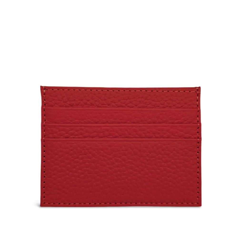 Porte-cartes en cuir grainé NOAH Rouge garance