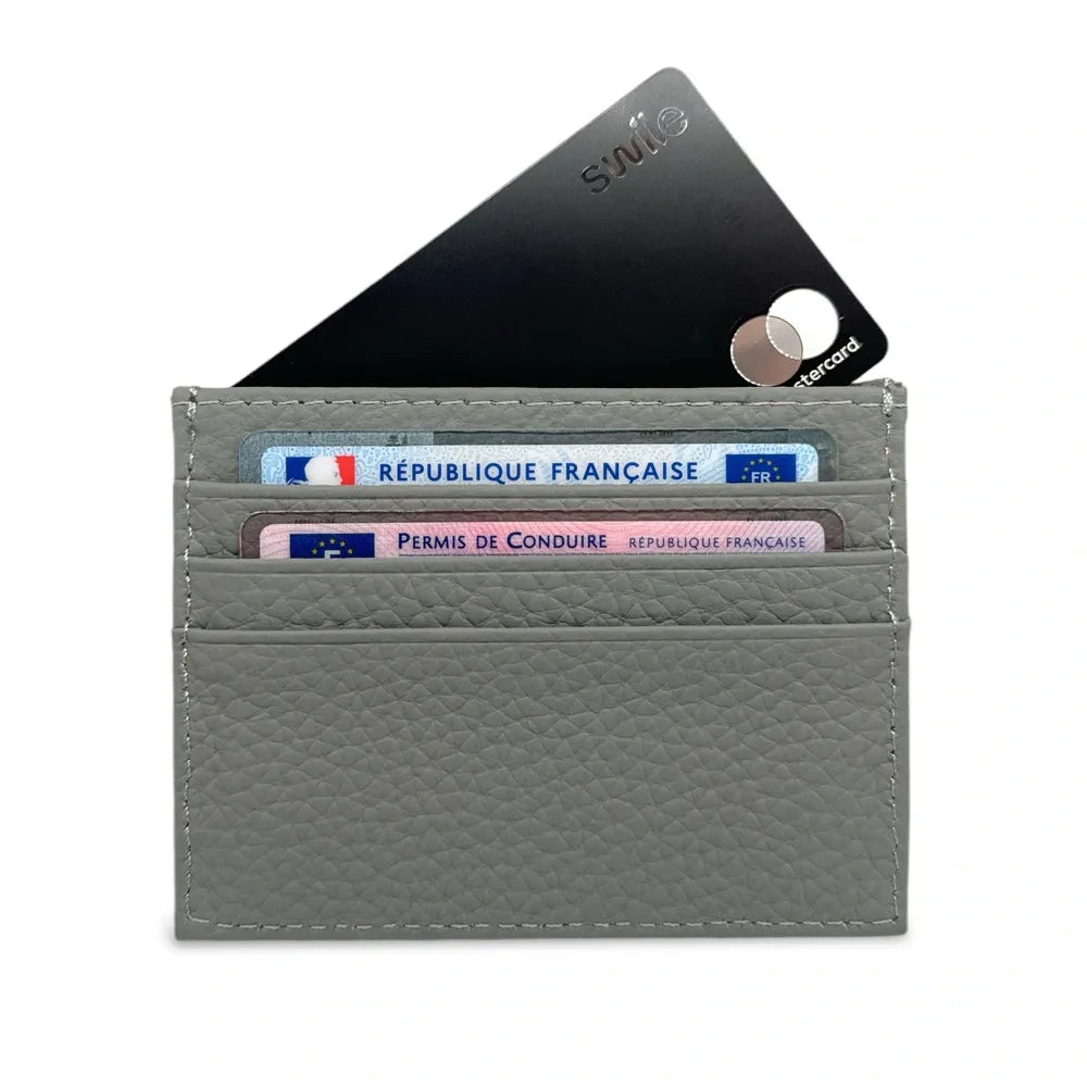 Porte-cartes en cuir grainé NOAH Gris pigeon